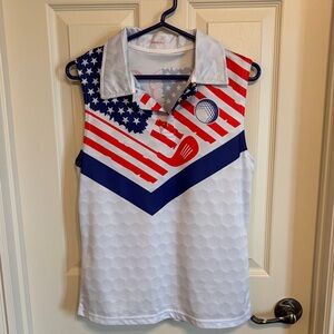 Patriotic Sleeveless Womens Polo - Red, White, and Blue